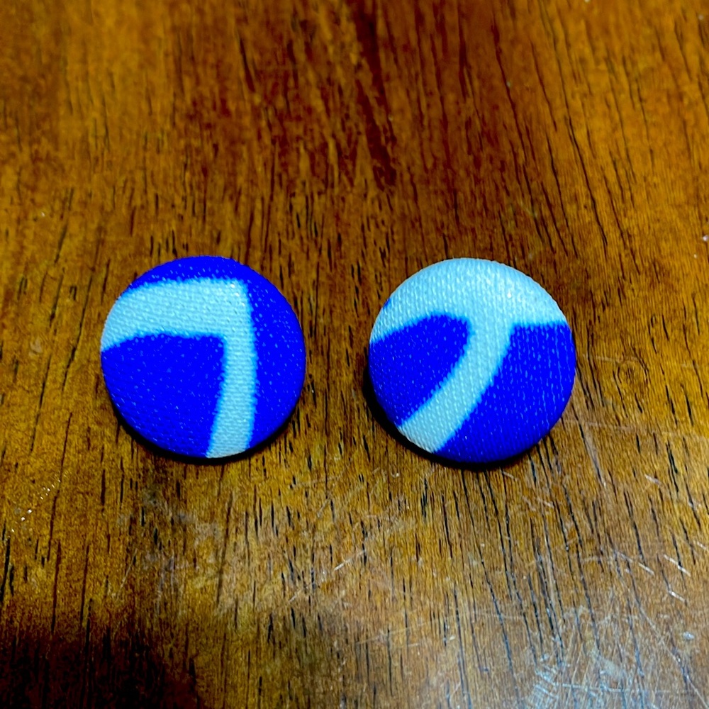 Vintage fabric earrings, stainless steel posts